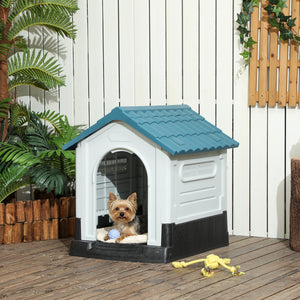 Outside Dog Kennel House with Windows, Base Support, for Garden Patio, Miniature Dogs, 64.5 x 57 x 66cm – view 7
