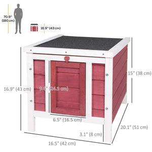 Wooden Rabbit Hutch, Bunny Cage with Waterproof & Openable Asphalt Roof, Outdoor Cat House Guinea Pig Cage Duck Shelter, Indoor Outdoor Use, 20" x 16.5" x 17", Orange