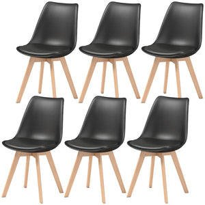 Modern Dining Table Chairs Set of 4, Rubber Wood Kitchen Table Chairs with PU Leather Cushion for Living Room, Bedroom