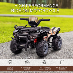 Aosom Kids Ride-on ATV Quad Bike Four Wheeler Car with Music, 6V Battery Powered Motorcycle for 18-36 Months
