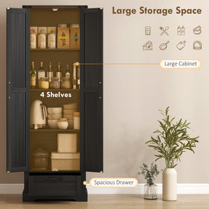 71" Pantry Cabinet, Kitchen Storage Cabinet with Adjustable Shelves, 2 Doors and Drawer for Dining Room – view 3