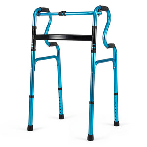 One-Button Folding Aluminum Walking Frame Walker Folding Walker for Seniors and Limited Mobility Users-Navy view 4