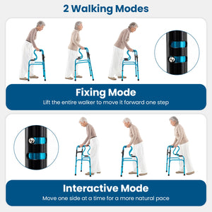 One-Button Folding Aluminum Walking Frame Walker Folding Walker for Seniors and Limited Mobility Users-Navy view 7