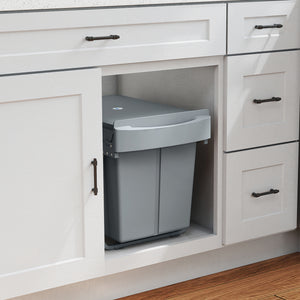 Pull Out Trash Can Under Cabinet, 10.6 Gallon (40L) Slide Out Garbage Can with 2 Removable Compartments, Grey