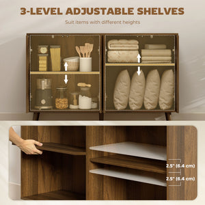 Buffet Cabinet with Storage Modern Fluted Sideboard with Adjustable Shelves Wood Legs for Dining Room – view 18
