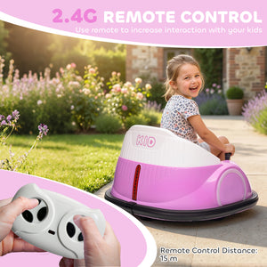 Qaba 12V Bumper Car for Toddlers, Ride On Car with 360 Degree Remote Control, Lights Music Horn, for 1.5-5 Years