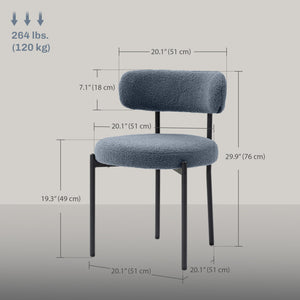 4 Pieces Kitchen Chairs, Modern Dining Chairs w/ Berber Fleece Upholstery and Steel Legs for Living Room, Grey