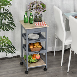 Kitchen Island Rolling Trolley Utility Serving Cart with Drawer Grey