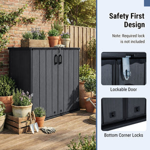 Outdoor 23.5 Cu.ft All-Weather Storage Box with Floor Lockable Door-Black view 6