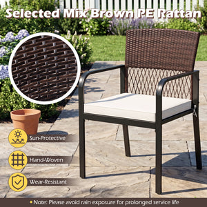 Outdoor Dining Chairs Set of 4 with Padded Cushion and Adjustable Feet for Patio-Beige view 7