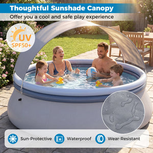 Outdoor Inflatable Pool with Sunshade Canopy-S view 6