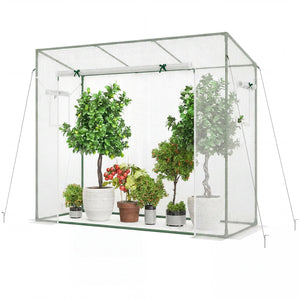 Outdoor Portable Walk-in Greenhouse with PE Cover Roll-up Zipper Door-White view 4