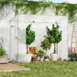 Outdoor Portable Walk-in Greenhouse with PE Cover Roll-up Zipper Door-White view 2