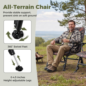 Oversized Foldable Fishing Chair for Adults with Armrest-Multicolor view 7