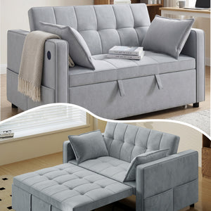 3‑in‑1 Convertible Sofa Bed, Pull Out Sleeper Sofa with USB Charging, Adjustable Backrest, Side Pockets – view 21