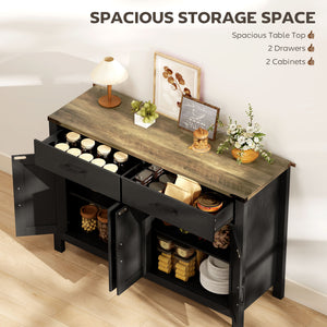 Side Cabinet, Farmhouse Kitchen Storage Cabinet w/ 2 Drawers and Shelves for Living Room, Entryway, Grey – view 21