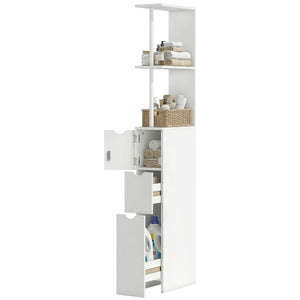 Tall Bathroom Storage Cabinet, Narrow Bathroom Cabinet with Drawers and Open Shelves for Small Spaces – view 4