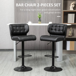 Swivel PU Leather Barstools Set of 2 Adjustable Bar Stools with Footrest Back for Kitchen Counter Dining – view 3