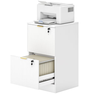 Lockable Filing Cabinet with 2 Fluted Drawers, File Cabinet with Adjustable Hanging Rails for A4 Letter – view 8