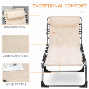 Outdoor Lounge Chair, Folding Chaise Lounge, Patio Padded Tanning Chair with 5-position Adjustable – view 4
