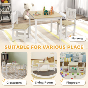 Qaba Kids Table and Chairs Set, Toddler Table and 2 Chair Set for Activity, Art, Craft, Reading, Learning