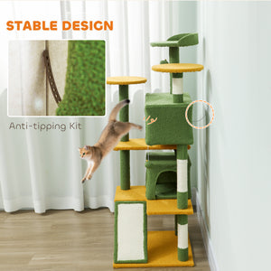54" Cat Tree, Multi-Level Cat Tower with Scratching Posts, Cat Condos, Bed, Platforms, Ramp, Toy Ball, Beige – view 27