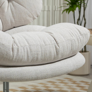 Computer Desk Chair, Armless Office Chair with Wide Padded Seat and Adjustable Height, Cream White – view 6