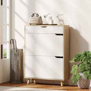 Narrow Shoe Cabinet for Entryway with 2 Flip Drawers, Top Drawer and Adjustable Shelves for 12 Pairs of – view 14