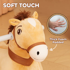 Qaba 6V Battery Powered Kids Ride on Animal Toy, Electric Ride on Horse with Music Forward, Brown