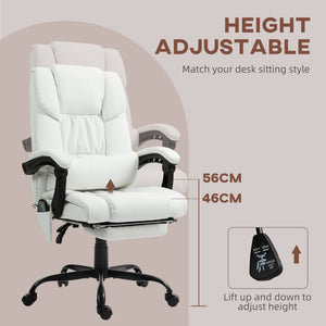 6-Point Vibration Massage Chair, Height Adjustable Reclining Computer Chair with Retractable Footrest, Black – view 17