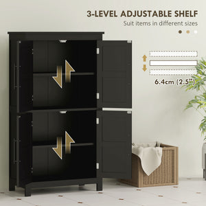 Farmhouse Bathroom Storage Cabinet, Bathroom Floor Cabinet with Barn Doors and Adjustable Shelf, Black – view 4