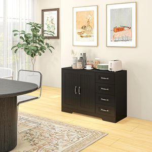 Modern Sideboard Buffet Cabinet with Drawers and Beadboard Door Cupboard Kitchen Storage Cabinet White – view 14
