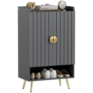 Entryway Shoe Storage Cabinet, Narrow Shoe Cabinet with Adjustable Shelves and Open Shelf for 15 Pairs of