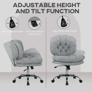 Computer Desk Chair, Armless Office Chair with Wide Padded Seat and Adjustable Height, Cream White – view 26