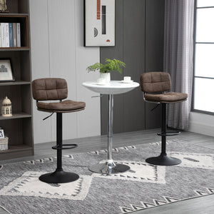 Bar Stools Set of 2, Swivel Counter Height Barstools with Adjustable Height, Back and Footrest, PU Leather Bar Chairs
