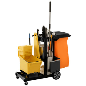 Commercial Janitorial Cart with 3 Tier Shelves, Professional Cleaning Cart with Rubbish Bag with Lid and – view 8