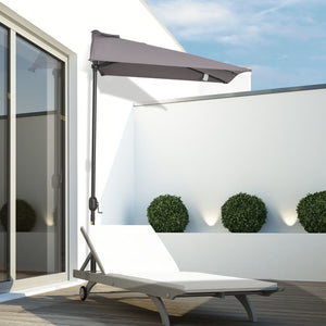 8ft Half Umbrella Outdoor Balcony Parasol Patio Garden Outdoor Window Sun Shade w/ 5 Ribs Beige – view 28