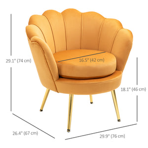 Modern Accent Chair, Velvet-Touch Fabric Leisure Club Chair with Gold Metal Legs for Bedroom, Dark Green – view 23