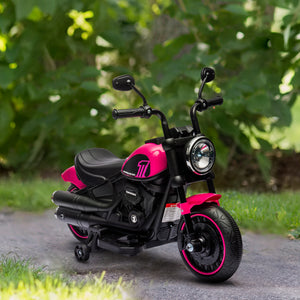 Aosom 6V Kids Motorcycle with Training Wheels, Foot Pedal, Headlight, Music, Forward/Reverse, Single-Button Start