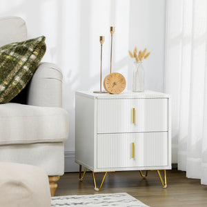 Bedside Table, Modern Nightstand with 2 Drawers, Side End Table with Metal Legs for Living Room, Bedroom – view 6
