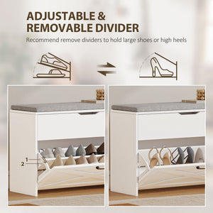 Shoe Storage Bench with Flip Drawer and Lift Top Storage, Entryway Bench with Seat Cushion for Hallway – view 18