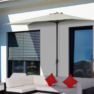 8ft Half Umbrella Outdoor Balcony Parasol Patio Garden Outdoor Window Sun Shade w/ 5 Ribs Beige – view 7