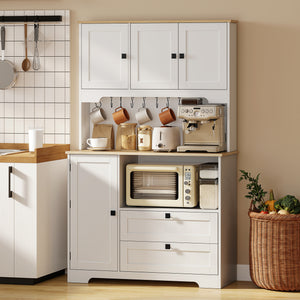 Kitchen Pantry Cabinet, 64" Tall Kitchen Hutch with 3 Cabinets, 2 Drawers, Adjustable Shelves – view 14