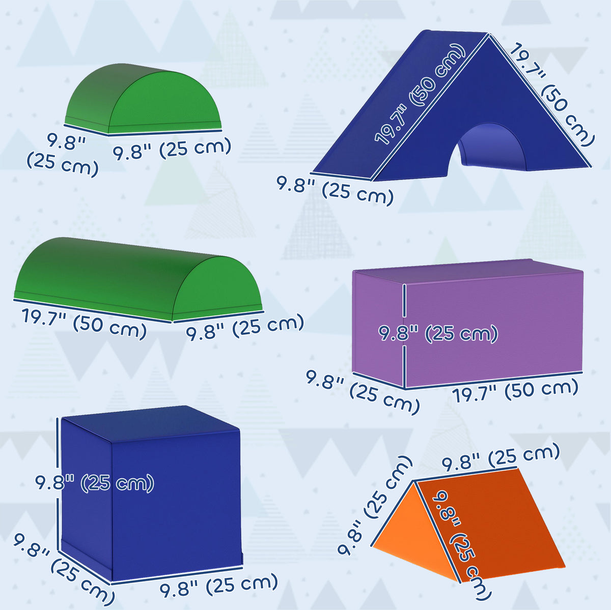 Soozier 11 Piece Soft Play Blocks Kids Climb and Crawl Gym Toy Foam Building Light Colour