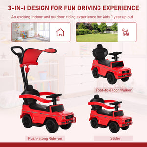 Aosom Mercedes-Benz G350 Licensed Push Car, 3-in-1 Toddler Sliding Car with Horn, Steering, Foot Rest, Seat Storage