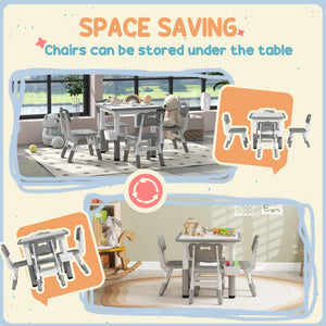 Qaba 5 Pieces Toddler Table and Chair Set, Height Adjustable Activity Table and Chair Set for Nursery Classroom