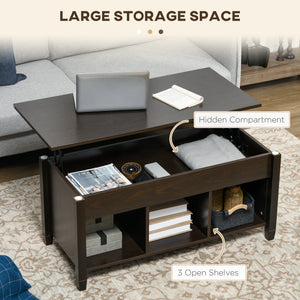 Lift Top Coffee Table, Modern Center Table with Storage Shelves and Hidden Compartment for Living Room – view 4