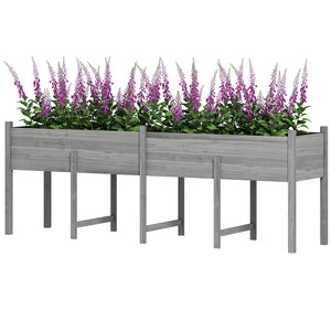 Wooden Raised Garden Bed Planter, Large Elevated Planter Box with Legs, Bed Liner and Drain Holes, Grey
