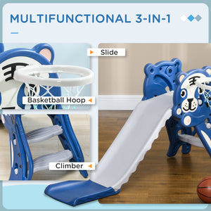 Qaba 3 in 1 Slide for Toddlers, Kids Slide Playset with Basketball Hoop, Climber, for 18-36 Months