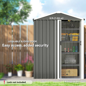 4.5 x 3ft Outdoor Storage Shed, Waterproof Metal Garden Shed with Lockable Door for Backyard, Patio, Lawn – view 11